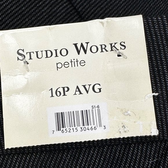 Studio Works Women's Size 16 Petite Briggs Pant Slimming Striped Black Charcoal - Picture 5 of 16